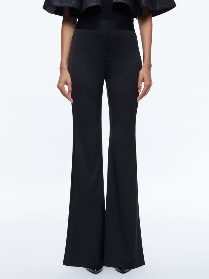 DEANNA HIGH RISE SIDE STRIPE PANT - BLACK