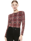 DELAINA CREW NECK CROP TOP - DIAMOND MAGIC BORDEAUX