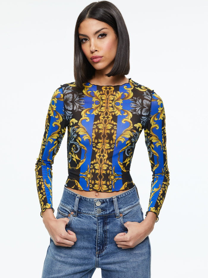DELAINA LONG SLEEVE TOP - REGAL ROMANCE SAPPHIRE