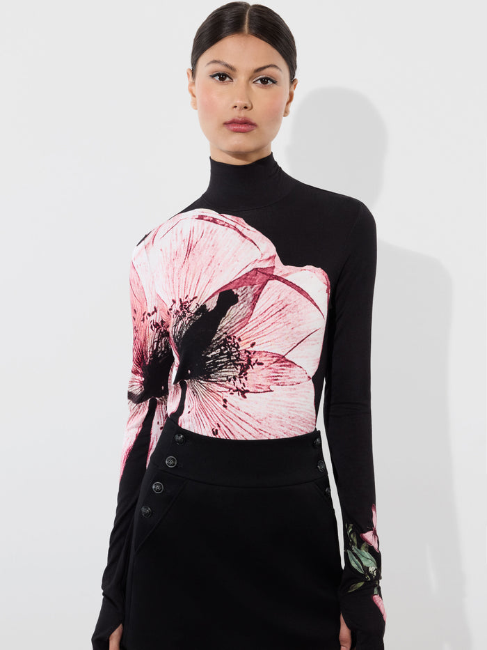 DELAINA LONG SLEEVE TURTLENECK TOP - LUNA FLORAL