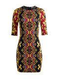 DELORA FITTED CREW NECK DRESS - REGAL ROMANCE BORDEAUX