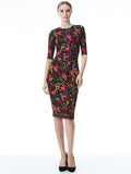 DELORA FLORAL CREWNECK MIDI DRESS - FIRST DATE MULTI