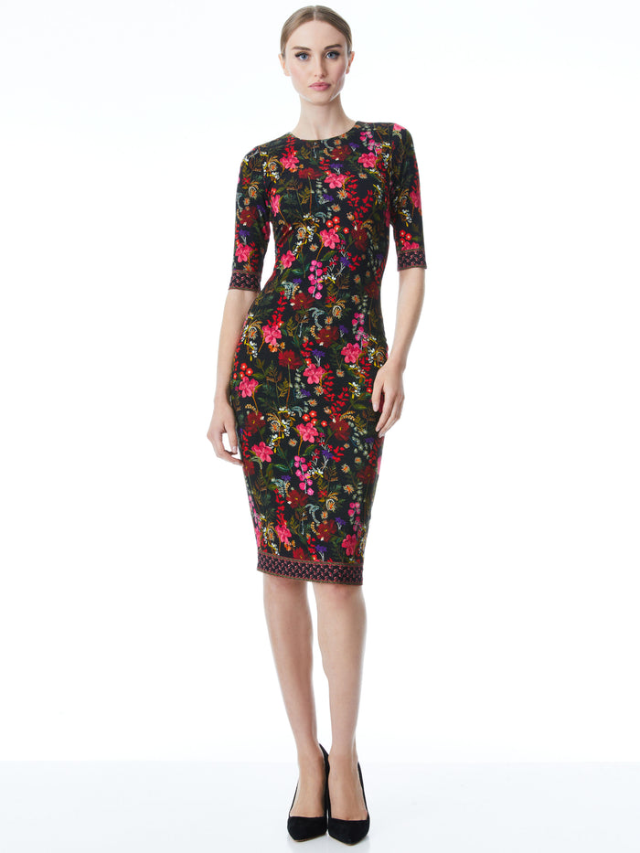 DELORA FLORAL CREWNECK MIDI DRESS - FIRST DATE MULTI