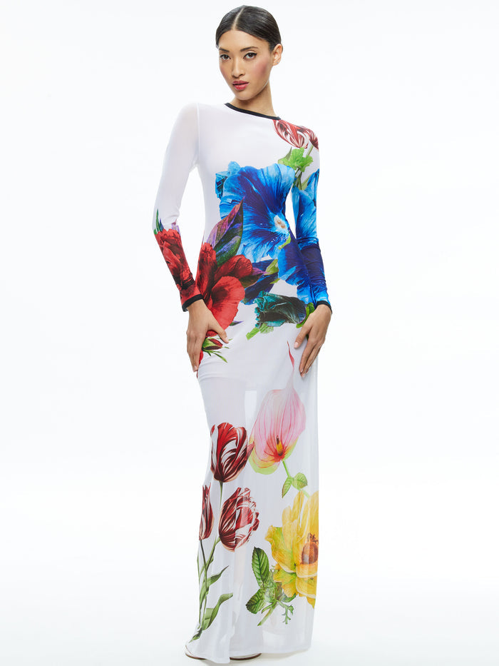DELORA LONG SLEEVE CREW NECK MAXI DRESS - LE PARISIEN