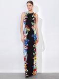 DELORA OPEN BACK MAXI DRESS - GARDEN BRUNCH BLACK