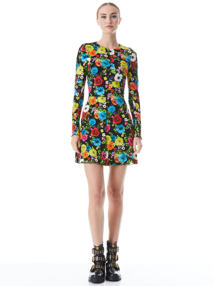 DELORA PANELED MINI DRESS - FLOWER GARDEN LG