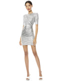 DELORA RUCHED MINI DRESS - SILVER