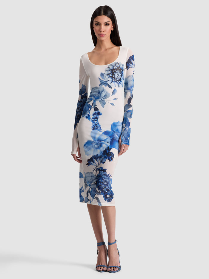 DELORA SCOOP NECK MIDI DRESS - AFFECTION