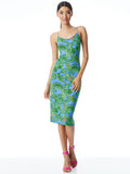 DELORA SPAGHETTI STRAP MIDI DRESS - SPRING PAISLEY PALACE BLUE