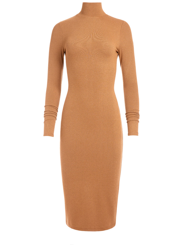 DELORA TURTLENECK DRESS - CAMEL