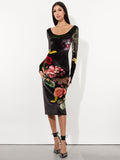 DELORA VELVET MIDI DRESS - IN THE WIND FLORAL