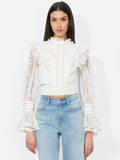 DELPHA EMBELLISHED TOP - OFF WHITE