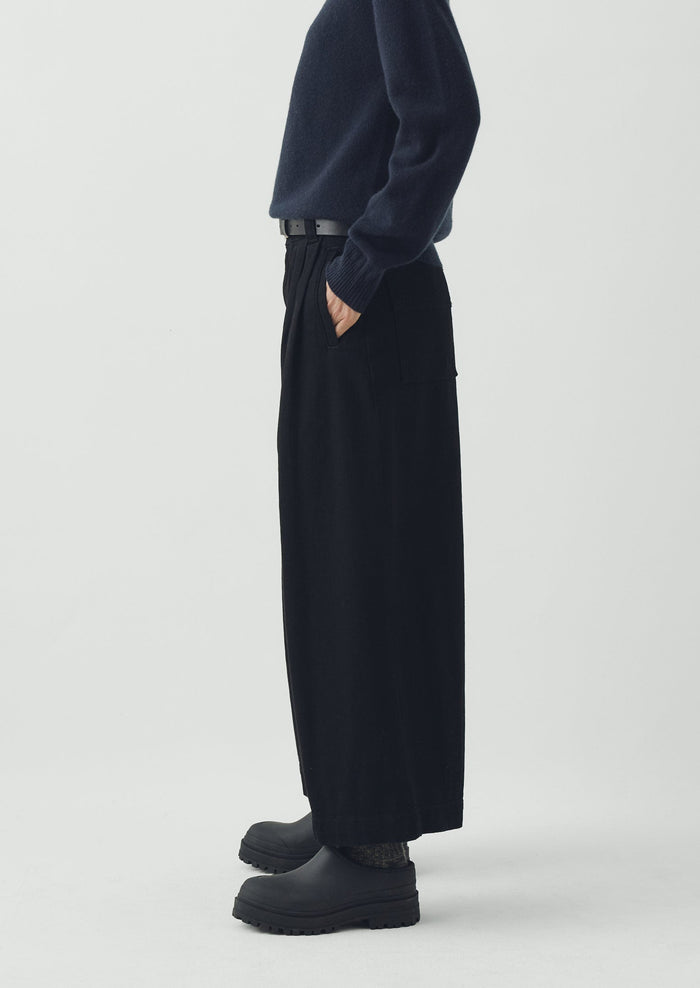 Denim Pleat Front Pants | Carbon Black