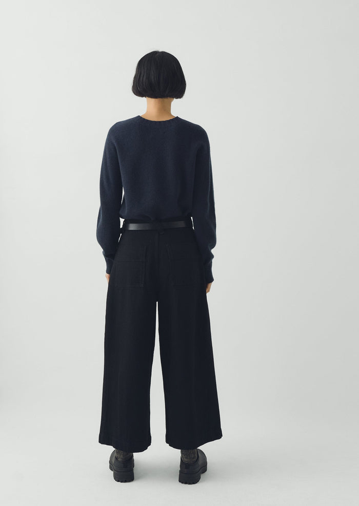 Denim Pleat Front Pants | Carbon Black
