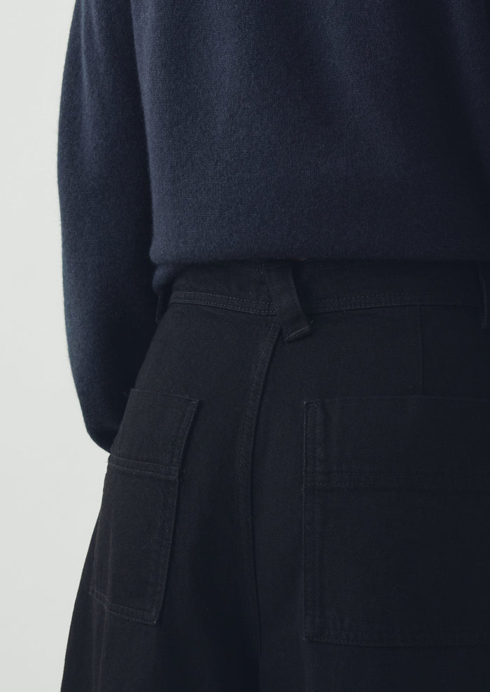 Denim Pleat Front Pants | Carbon Black