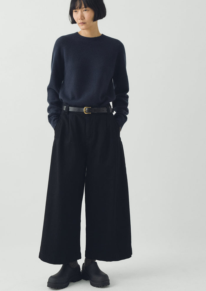 Denim Pleat Front Pants | Carbon Black