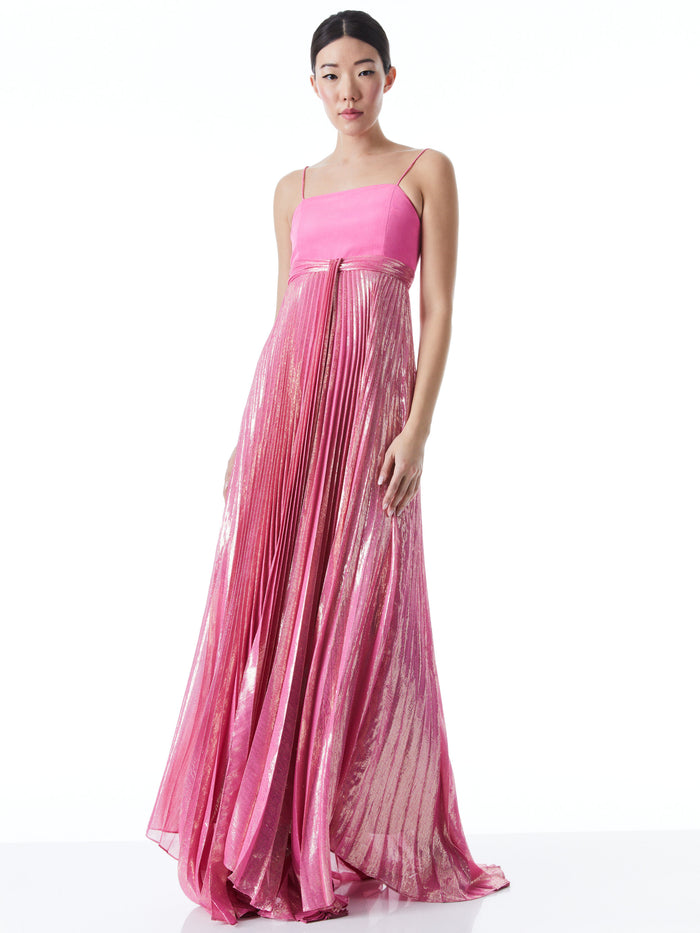 DESPINA PLEATED MAXI DRESS - FRENCH ROSE