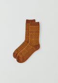 Diamond Jacquard Wool Socks | Gold/Toffee