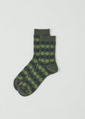 Diamond Jacquard Wool Socks | Green Multi
