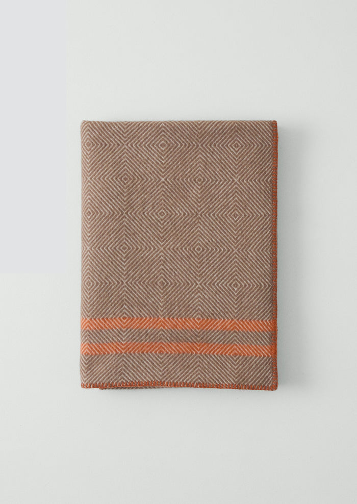 Diamond Stripe Wool Blanket | Dusty Lilac/Coral