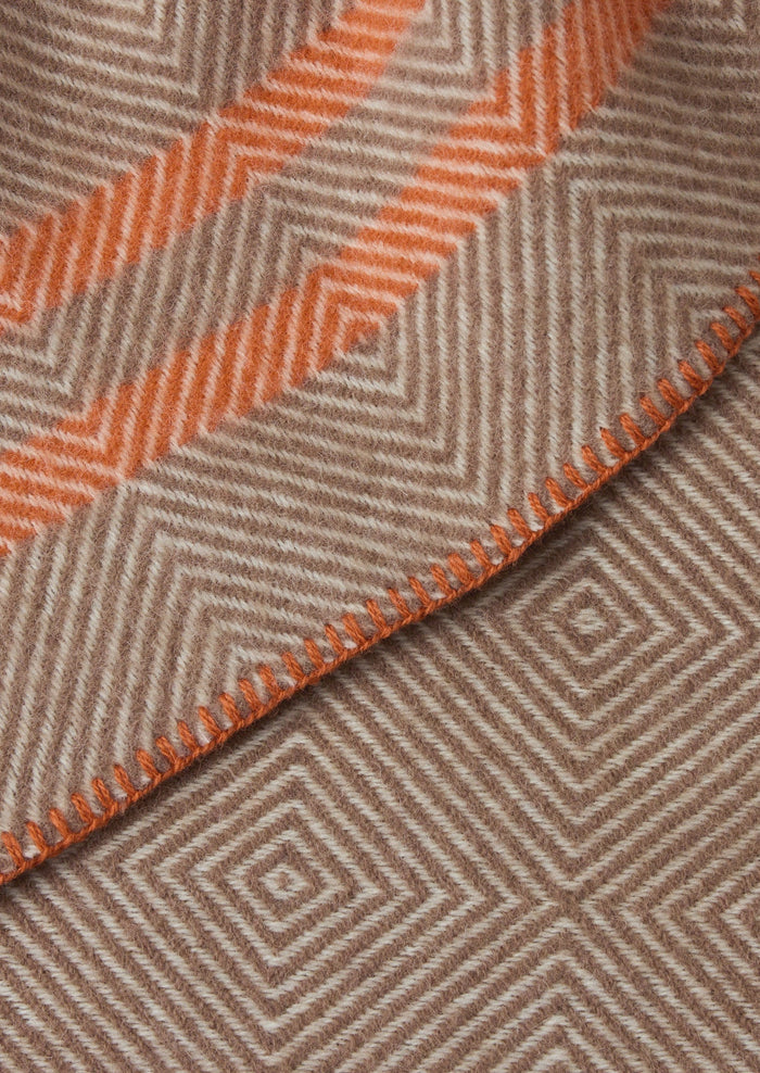 Diamond Stripe Wool Blanket | Dusty Lilac/Coral