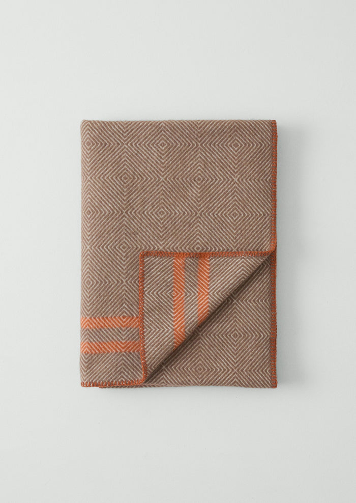 Diamond Stripe Wool Blanket | Dusty Lilac/Coral