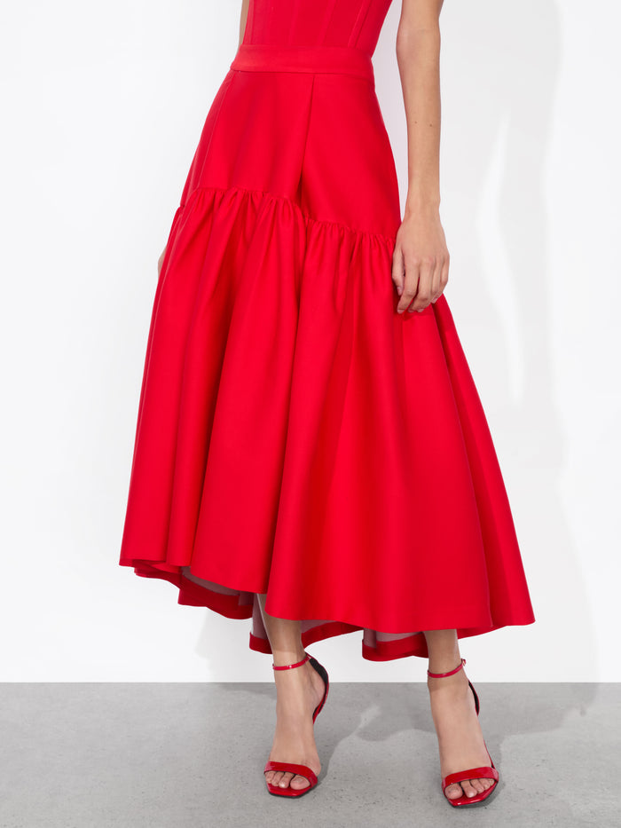 DIANA MIDI SKIRT - BRIGHT RUBY