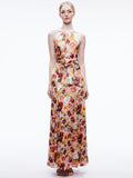 DITA TIE NECK HALTER DRESS - JUNIPER FLORAL ROSE