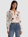 DOLLIE EMBROIDERED CARDIGAN - GARDEN GOSSIP OFF WHITE