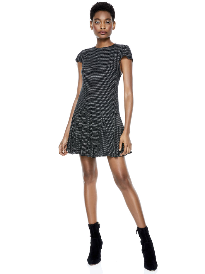 DOLLY GODET MINI DRESS - MINI DOT BLACK