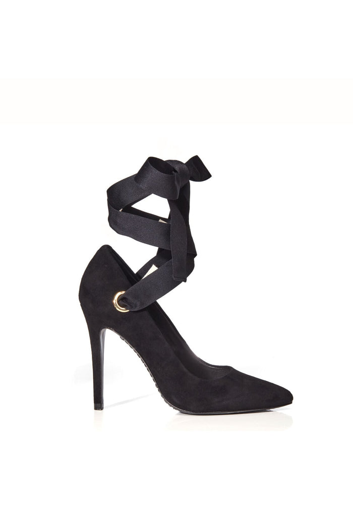 DOMINIQUE PRME SUEDE BLCK RBBN - BLACK