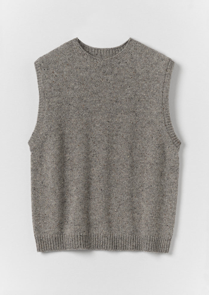 Donegal Wool Crew Neck Tank | Smoke