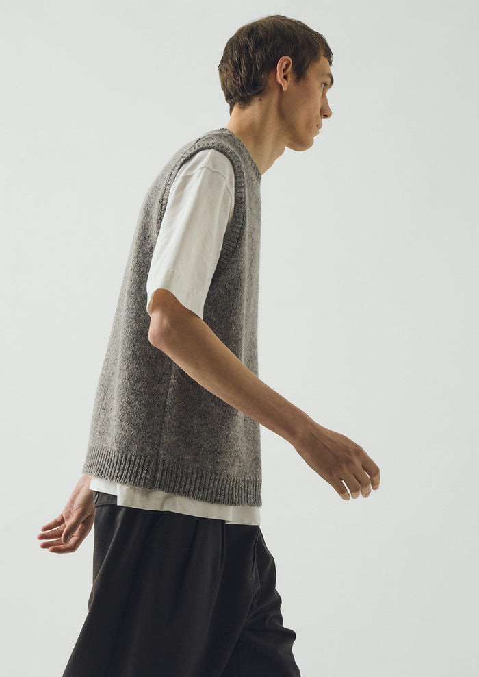 Donegal Wool Crew Neck Tank | Smoke
