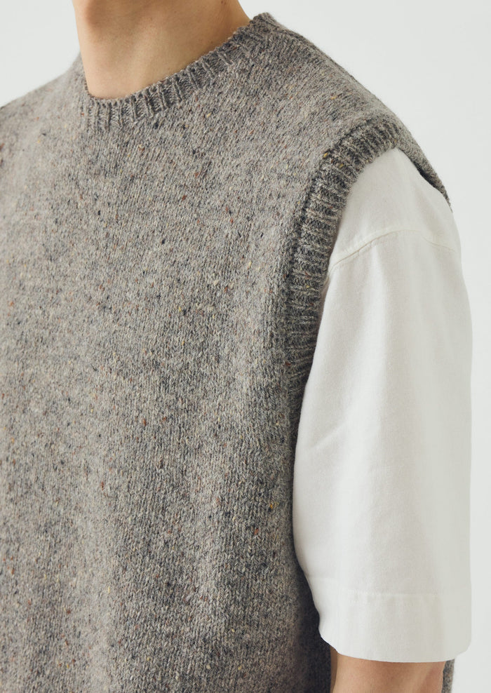 Donegal Wool Crew Neck Tank | Smoke