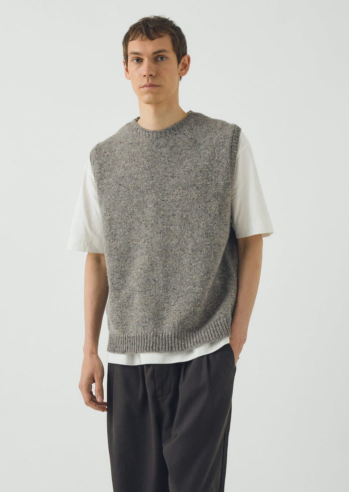 Donegal Wool Crew Neck Tank | Smoke
