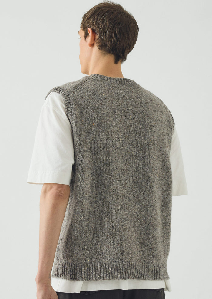 Donegal Wool Crew Neck Tank | Smoke
