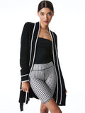 DORIA BELTED SWEATER ROBE - BLACK/WHITE