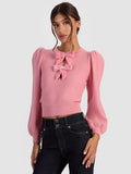 DORIS POINTELLE PULLOVER - ROSE TEA