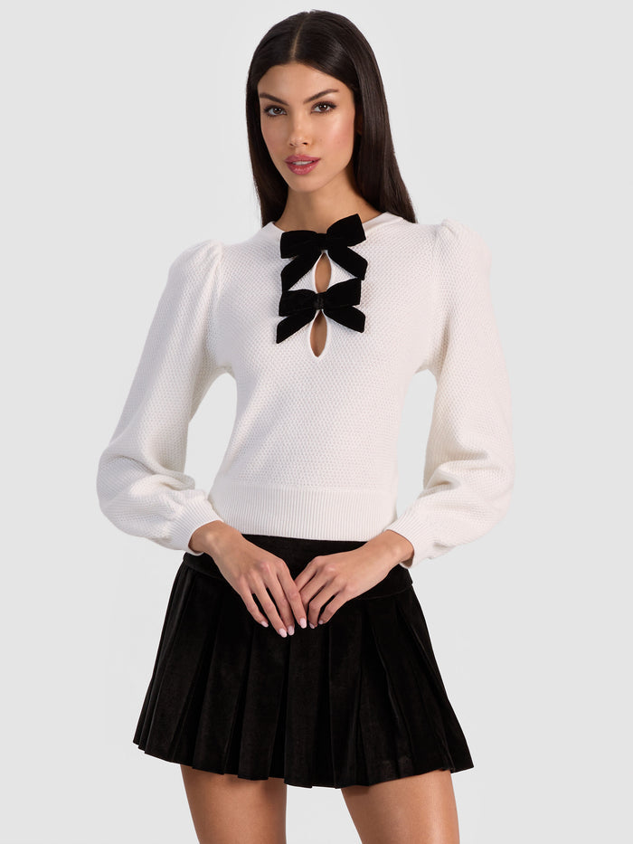 DORIS POINTELLE PULLOVER - SOFT WHITE/BLACK