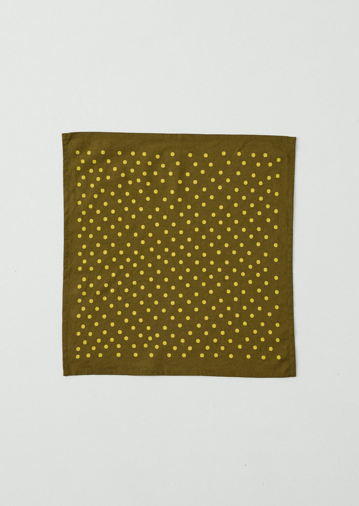 Dotty Print Cotton Linen Napkin | Olive/Lemon