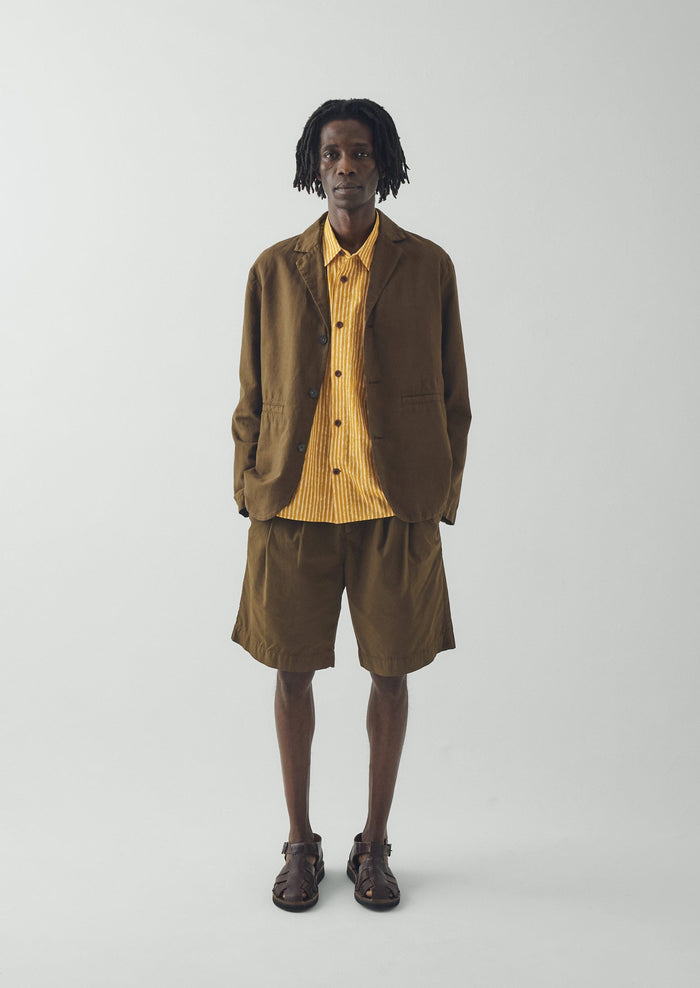 Double Pleat Cotton Poplin Shorts | Bronze Green