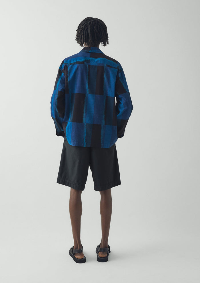 Double Pleat Cotton Poplin Shorts | Washed Black
