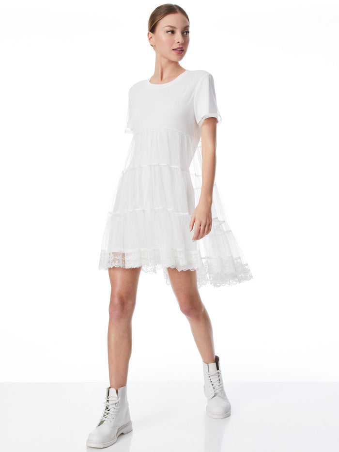 DREEMA TULLE SHIRT MINI DRESS - OFF WHITE