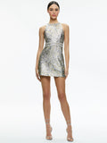 DRU CREW NECK MINI DRESS - SILVER/GOLD