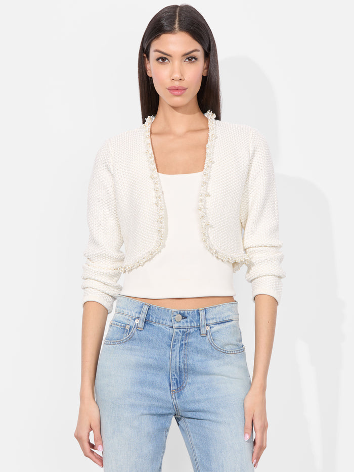 DUKE EMBELLISHED CARDIGAN - SOFT WHITE