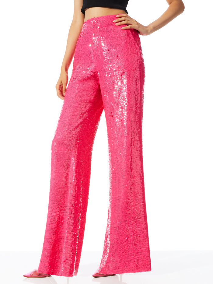 DYLAN HIGH WAISTED SEQUIN PANT - BLACK
