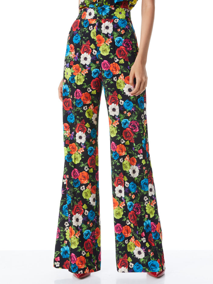 DYLAN HIGH WAISTED WIDE LEG PANT - FLOWER GARDEN LG