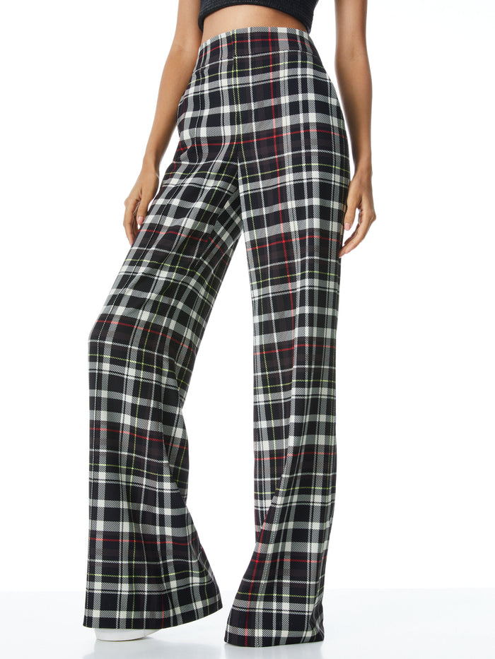 DYLAN PLAID WIDE LEG PANT - FREEDOM PLAID BLACK