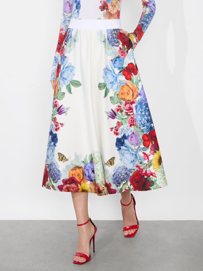 EARLA FLARE SKIRT - GARDEN BRUNCH OFF WHITE