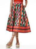 EARLA HIGH WAIST MIDI SKIRT - WARM BREEZE MULTI